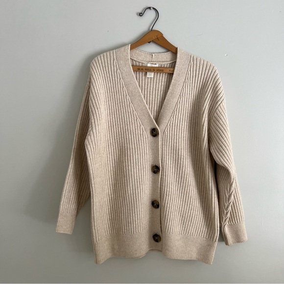 H&M Cream Ribbed Cardigan Size Small - Picture 1 of 7